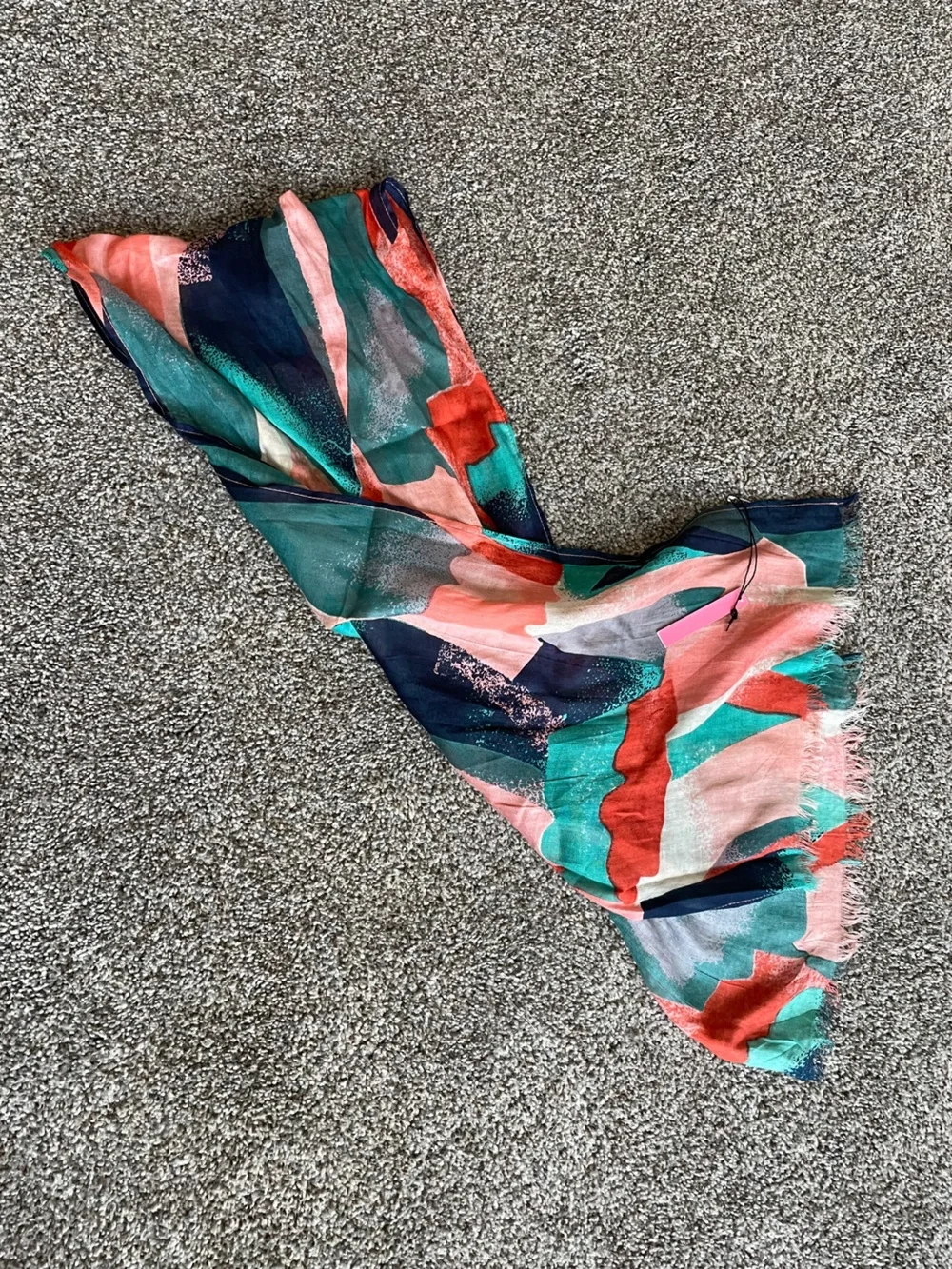 Jules Smith semi sheer lightweight Scarf - abstract Pink, Teal, Coral, Navy NWT